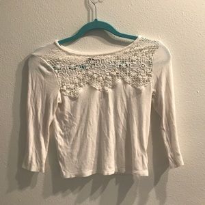 american eagle outfitters white long sleeved top